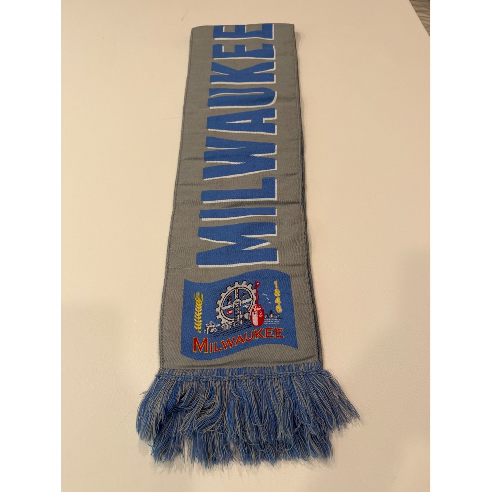 Diehard Scarves Milwaukee Torrent Soccer Scarf Blue Grey Knit Fringe 60x7